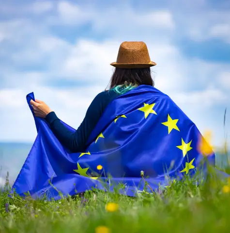 Woman With Europe Flag