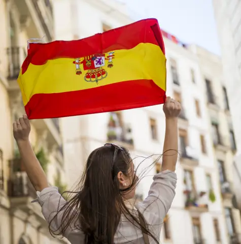 Woman With Spanish Flag