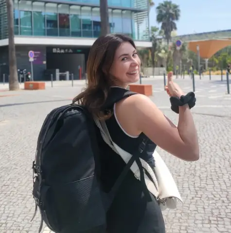 Woman Enjoying Her Walk in Portugal in the Sun